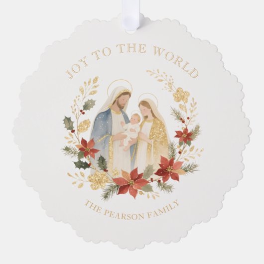 Delicate Glitter Holy Nativity Exquisite Christmas Ornament Kaart (Voorkant)