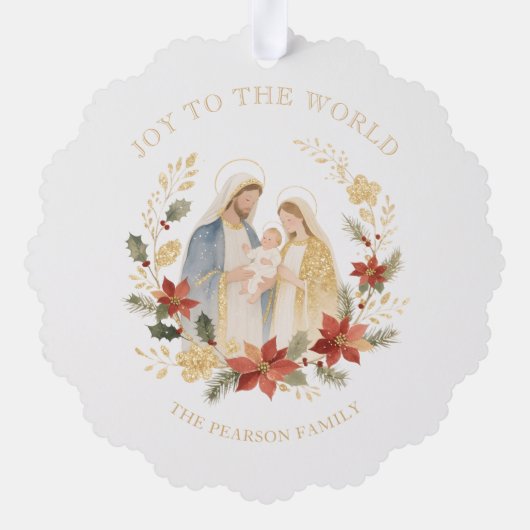 Delicate Glitter Holy Nativity Exquisite Christmas Ornament Kaart (Achterkant)