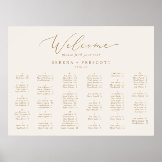 Delicate Gold | Alfabetische cabine van Cream HORI Poster (Voorkant)