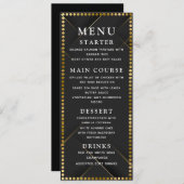 Delicate Gold and Black Wedding Dinner Menu (Voorkant / Achterkant)