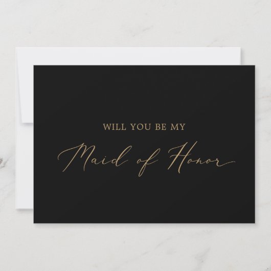 Delicate Gold Black Maid of Honor proposal Kaart (Voorkant)