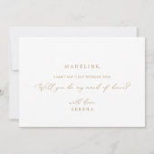Delicate Gold Black Maid of Honor proposal Kaart (Achterkant)