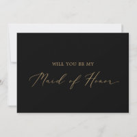 Delicate Gold Black Maid of Honor proposal Kaart