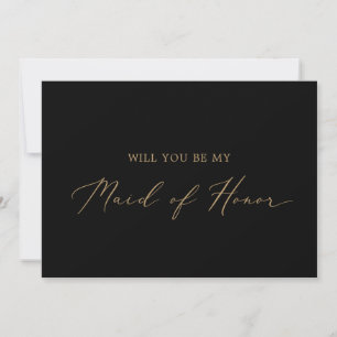 Delicate Gold Black Maid of Honor proposal Kaart