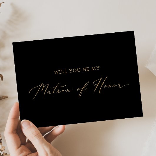 Delicate Gold Black Matron of Honor proposal Kaart