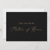 Delicate Gold Black Matron of Honor proposal Kaart (Voorkant)