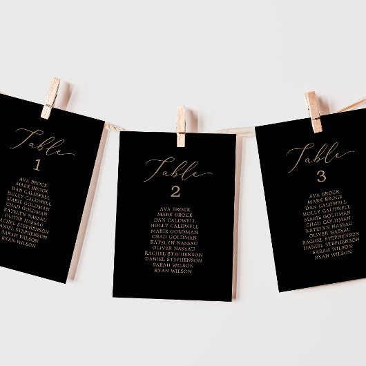 Delicate Gold Black Table Seating Chart Kaart