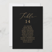 Delicate Gold Black Table Seating Chart Kaart (Achterkant)