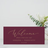Delicate Gold Bourgogne Seating Chart Header (Staand voorkant)