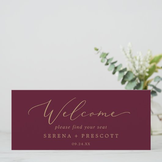 Delicate Gold Bourgogne Seating Chart Header (Staand voorkant)