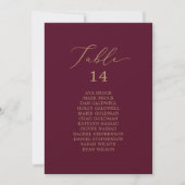Delicate Gold Burgundy Table Seating Chart Kaart (Voorkant)