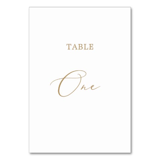Delicate Gold Calligrafie Tabel 1 tabelnummer Kaart (Voorkant)