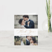 Delicate Gold Calligraphy 3 Photo Collage Bedankkaart (Voorkant)