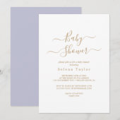 Delicate Gold Calligraphy Baby shower Uitnodiging (Voorkant / Achterkant)