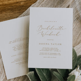Delicate Gold Calligraphy Bachelorette Weekend Kaart