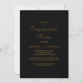 Delicate Gold Calligraphy Black Engagement Party Kaart (Voorkant)