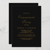Delicate Gold Calligraphy Black Engagement Party Kaart (Voorkant / Achterkant)