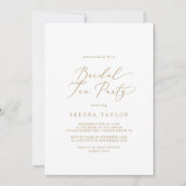 Delicate Gold Calligraphy Bridal Tea Party Kaart (Voorkant)