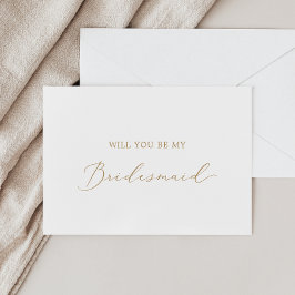 Delicate Gold Calligraphy Bridesmaid proposal Kaar Kaart