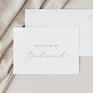 Delicate Gold Calligraphy Bridesmaid proposal Kaar Kaart