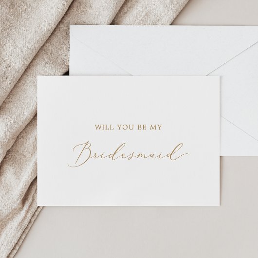 Delicate Gold Calligraphy Bridesmaid proposal Kaar Kaart