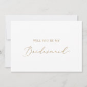 Delicate Gold Calligraphy Bridesmaid proposal Kaar Kaart (Voorkant)