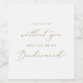 Delicate Gold Calligraphy Bridesmaid-voorstel Wijn Etiket (Enkel label)