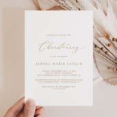 Delicate Gold Calligraphy Christening Kaart