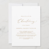 Delicate Gold Calligraphy Christening Kaart (Voorkant)