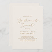 Delicate Gold Calligraphy Cream Bridesmaids Brunch Kaart (Voorkant / Achterkant)