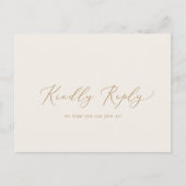 Delicate Gold Calligraphy Cream Menu RSVP Briefkaa (Voorkant)