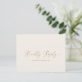 Delicate Gold Calligraphy Cream Menu RSVP Briefkaa (Staand voorkant)