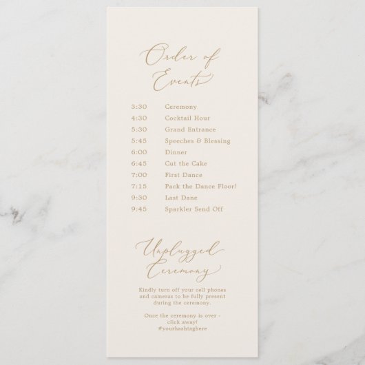 Delicate Gold Calligraphy | Cream Page 2 Wedding Programmakaart (Voorkant)