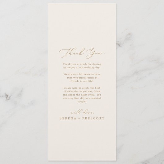 Delicate Gold Calligraphy | Cream Page 2 Wedding Programmakaart (Achterkant)