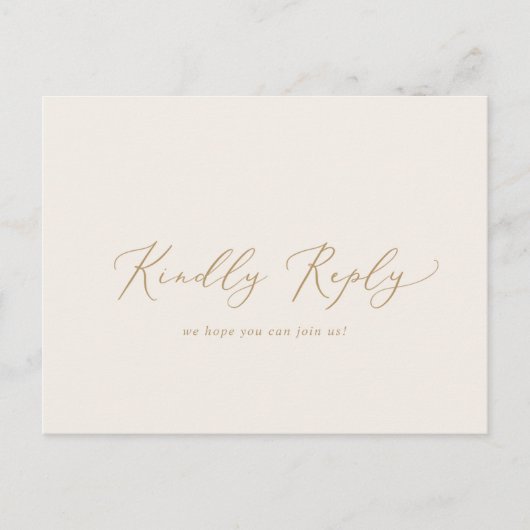 Delicate Gold Calligraphy Cream Song RSVP Briefkaa Uitnodiging Briefkaart (Voorkant)