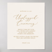 Delicate Gold Calligraphy Cream Unplugged Ceremony Poster (Voorkant)