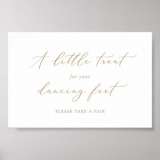 Delicate Gold Calligraphy Dancing Feet Poster (Voorkant)