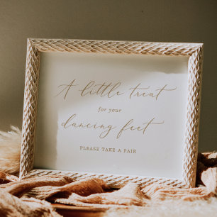 Delicate Gold Calligraphy Dancing Feet Poster