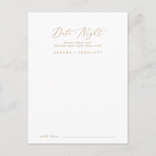 Delicate Gold Calligraphy Date Night Idee Kaarten (Voorkant)