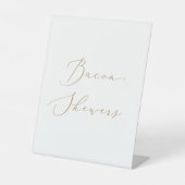 Delicate Gold Calligraphy Eenvoudige spek spiesjes Reclamebord Met Voetstuk (Voorkant)