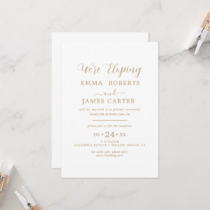 Delicate Gold Calligraphy   Elopement-ontvangst Kaart