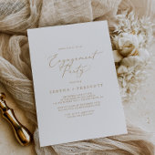 Delicate Gold Calligraphy Engagement Party Kaart