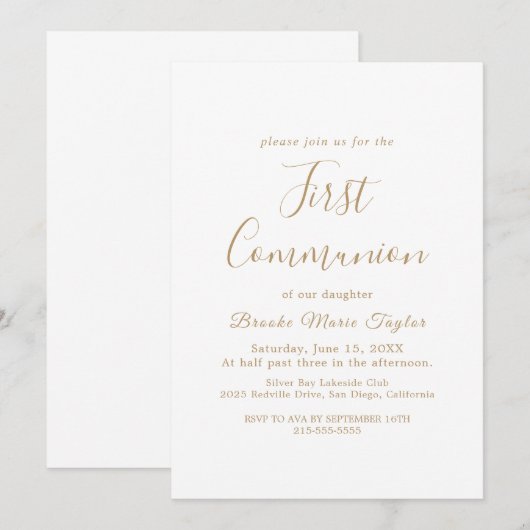 Delicate Gold Calligraphy First Community Kaart (Voorkant / Achterkant)