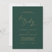 Delicate Gold Calligraphy Green La Boda de Wedding Kaart (Voorkant)