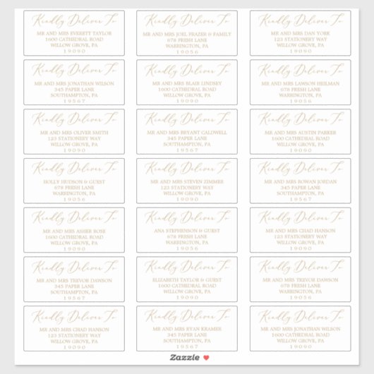 Delicate Gold Calligraphy Guest Adresetiketten Sticker (Vel)