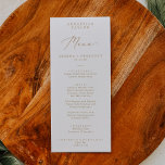 Delicate Gold Calligraphy Guest Name Wedding Menu<br><div class="desc">Deze delicate goudkalligrafie gastnaam trouwmenukaart is perfect voor een moderne bruiloft. Het romantische minimalistische ontwerp is voorzien van een mooie en elegante gouden champagne-gele typografie op een witte achtergrond met een schone en eenvoudige look. Dit menu kan voor een trouwreceptie, een repetitief diner, of om het even welke gebeurtenis worden...</div>