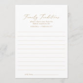 Delicate Gold Calligraphy Lined Family Traditions Advieskaart (Voorkant)