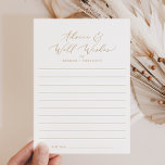 Delicate Gold Calligraphy Lined Well Wishes and an Advieskaart<br><div class="desc">Deze delicate goudkalligrafie met een goede wensen en een goede advieskaart is perfect voor een moderne bruiloft en kan voor elk evenement worden gebruikt. Het romantische minimalistische ontwerp is voorzien van een mooie en elegante gouden champagne-gele typografie op een witte achtergrond met een schone en eenvoudige look. Deze advieskaarten kunnen...</div>