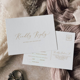 Delicate Gold Calligraphy Menu RSVP Briefkaart