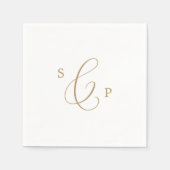 Delicate Gold Calligraphy Monogram Wedding Servet (Voorkant)